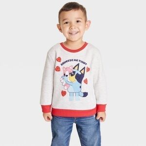 BLUEY Long Sleeve Pullover Sweatshirt Hearts Toddler Boy Girl Valentine’ Day 2T
